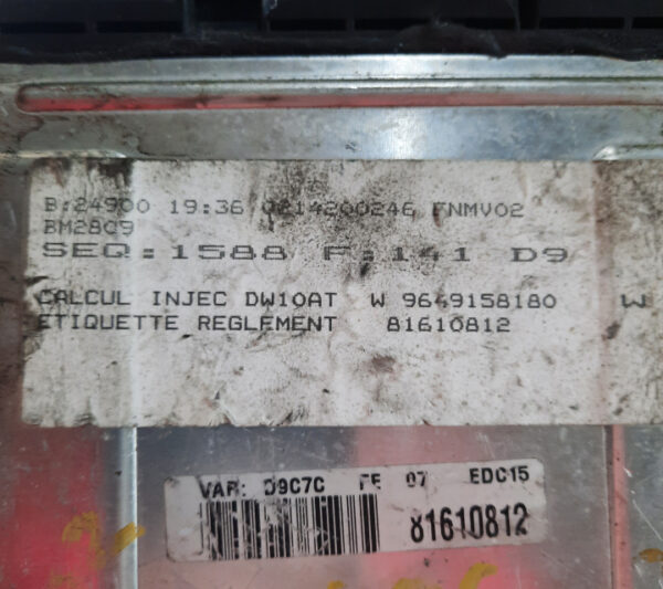 Calculator motor ECU Peugeot 406 2.0 HDi cod motor RHY cod 9648715080 