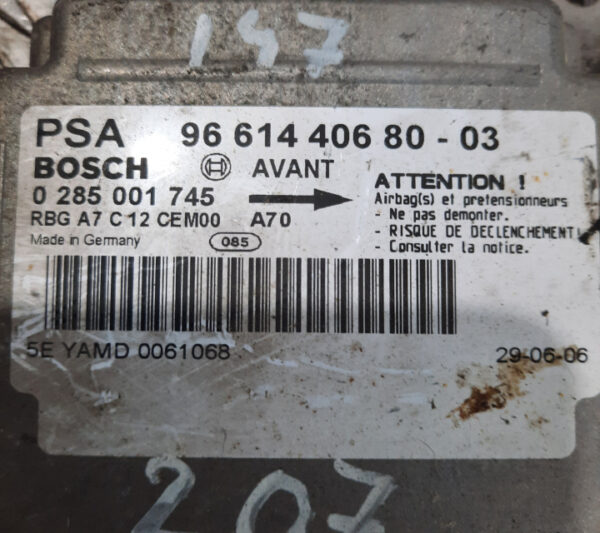 Calculator / Modul airbag 9661440680 03 Peugeot 207