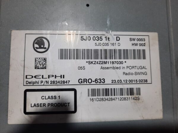 Radio CD player mp3 Skoda Fabia II cod 5J0035161D 5J0 035 161 D