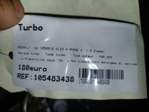 Turbina Renault Clio 4 1.5 DCI  Euro 5 cod motor K9K 629 cod 144119263R