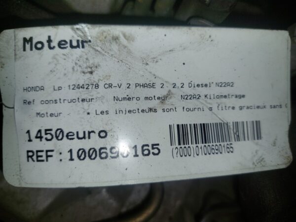 Motor fara anexe Honda CR-V 2 2.2 CTDi 2006 - 2009 cod motor N22A2