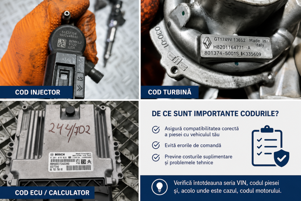 Serie VIN și coduri piese auto pentru verificarea compatibilității